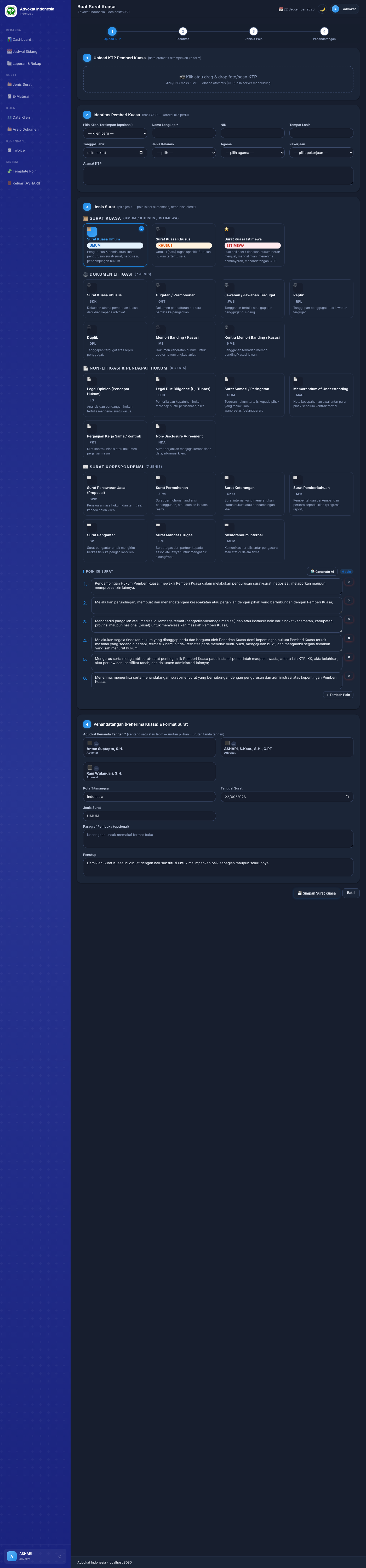 Form lengkap 4 langkah β Upload KTP, Identitas, Jenis & Poin, Penandatangan